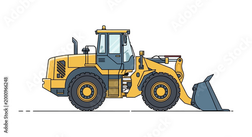 Yellow front end loader illustration isolated on white background.