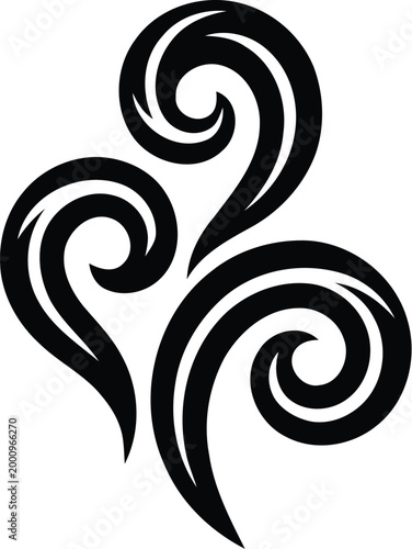 Abstract Swirl Steam Vector - Modern Silhouette Graphic for Coffee Aroma, Fragrance, or Energy Concept
