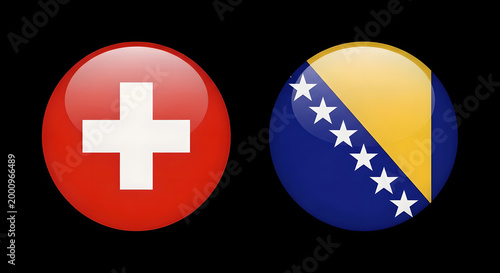 Switzerland vs bosnia Football Match 2026, Isolated on black Background