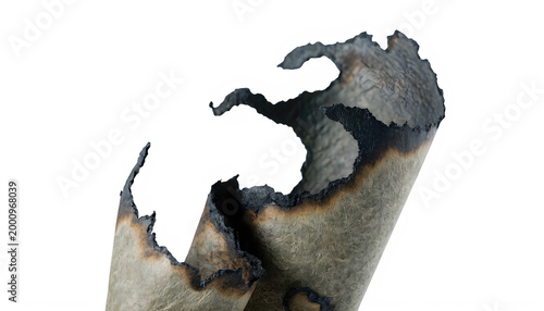 Burnt cigarette with ash and smoke isolated on transparent background