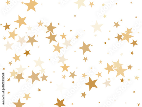 Gold star dust sparkle vector on white. Decorative cosmic background with gold star elements flying. Golden glitter dust confetti, magic shining sparkles design. Starry Christmas decor.