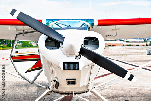 Airplane propellers, close-up detail, aeronautics