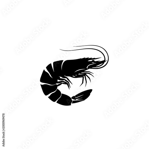 Fotografija A black silhouette illustration of a shrimp moving sideways quickly