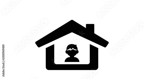 Minimalist icon of a person living inside a house.