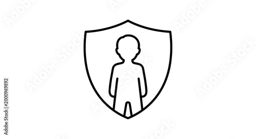 Minimalist outline icon representing personal safety and human protection.