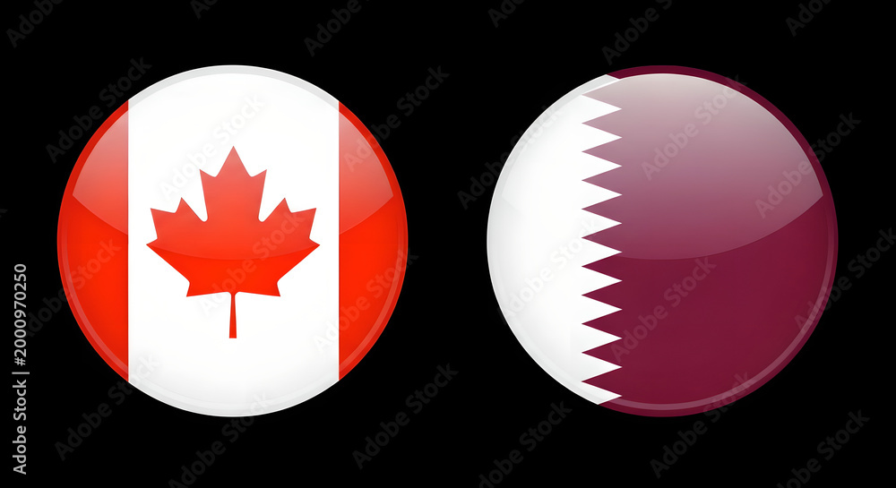 Obraz premium Canada vs qatar Football Match 2026, isolated on black Background