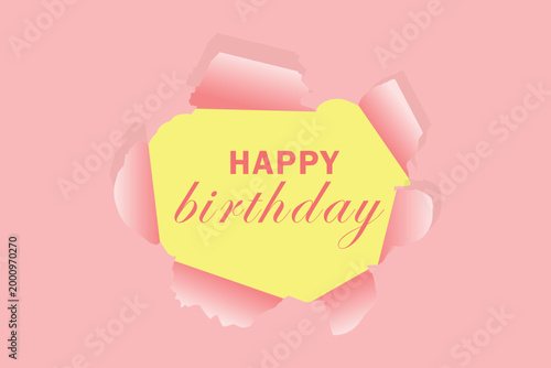 Happy birthday greeting banner with torn paper effect