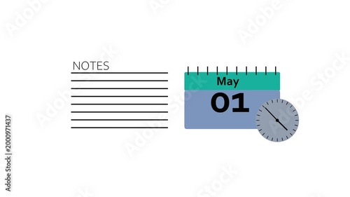Day by day planning concept, animated calendar page with task list motion graphic.4k video