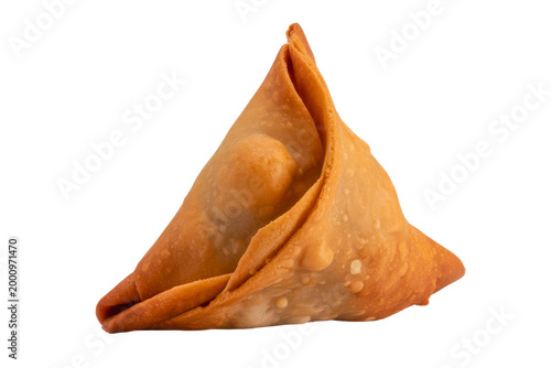 Crispy fried samosa isolated on transparent background