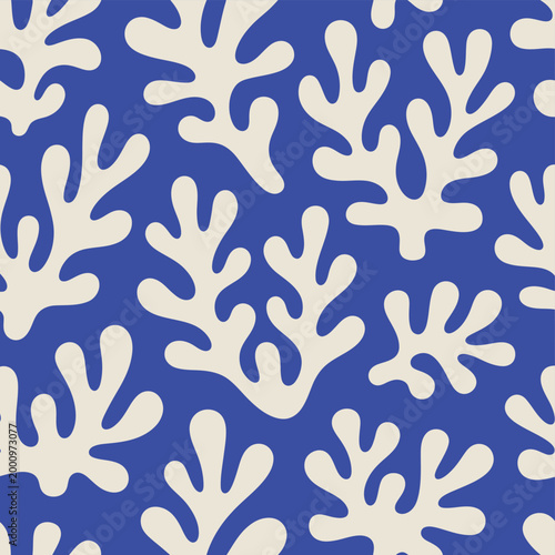 Abstract algae coral seamless pattern, vintage style background for fabric, packaging and decorative surface design.