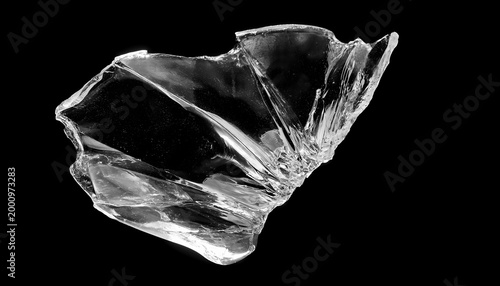 Breaking Glass Piece on Black Background