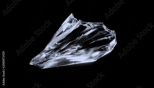 Shattered Glass Chunks Pile on Black Background