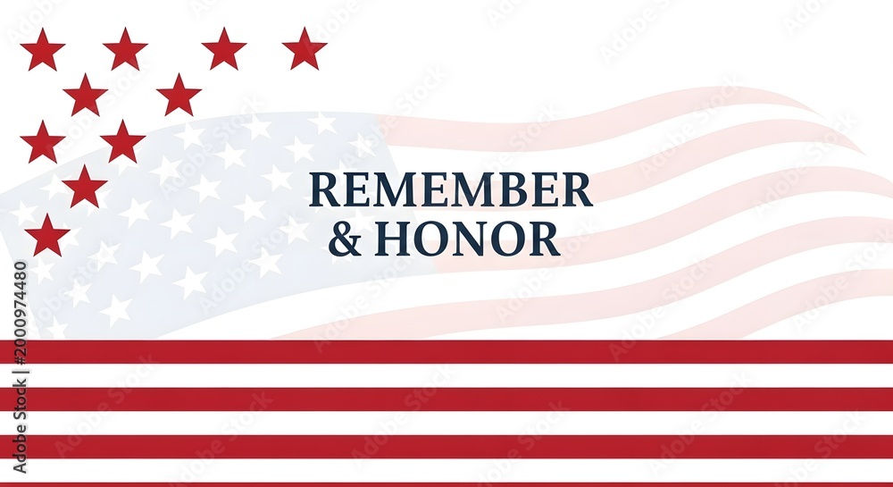 Fototapeta premium Patriotic American Flag Remember Honor Graphic