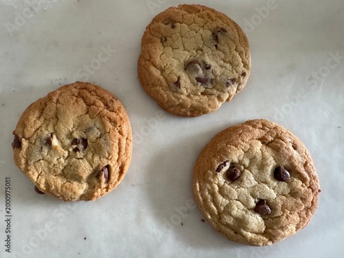 chocolate chip cookies after baked 
