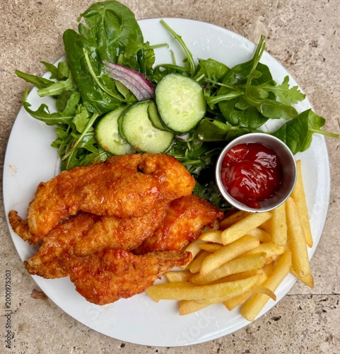 fried chicken with vegetables buffalo chicken meal 
