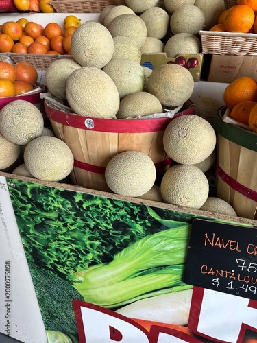 fresh cantaloupe  at the market
