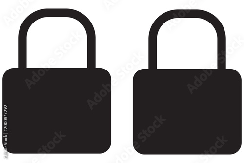 Two black padlocks security and protection symbols in a minimalist design