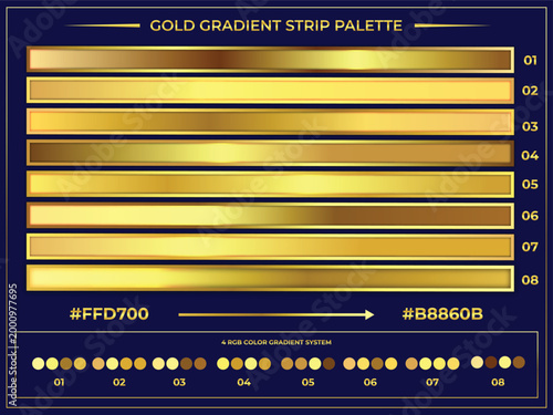 Gold Gradient Strip Palette Luxury Metallic Horizontal Bars Vector