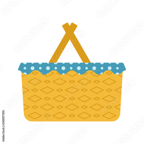 Collection of Colorful Wicker and Woven Picnic Baskets with Handles on White Background