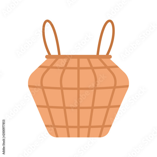 Collection of Colorful Wicker and Woven Picnic Baskets with Handles on White Background