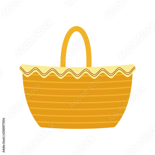 Collection of Colorful Wicker and Woven Picnic Baskets with Handles on White Background