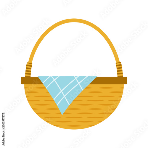 Collection of Colorful Wicker and Woven Picnic Baskets with Handles on White Background