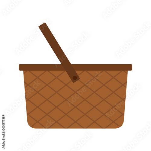 Collection of Colorful Wicker and Woven Picnic Baskets with Handles on White Background