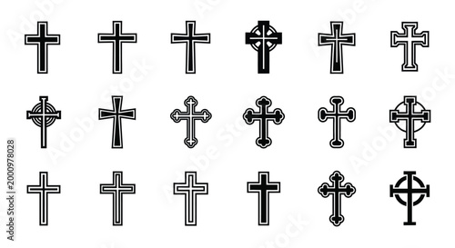 collection of various cross designs on white background