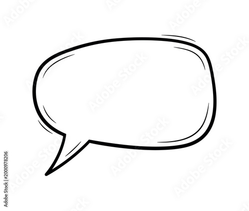 Speech bubble illustration with hand drawn outline isolated on white background for comic.