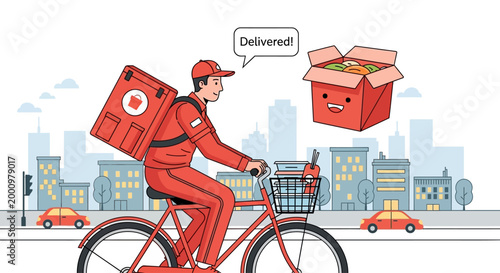 Bicycle Food Delivery Courier in City