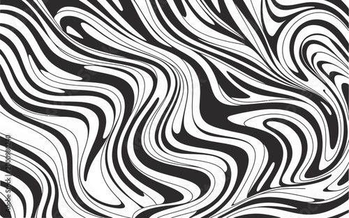 Abstract swirl pattern, flowing black and white curved lines seamless dynamic stripe background modern design texture