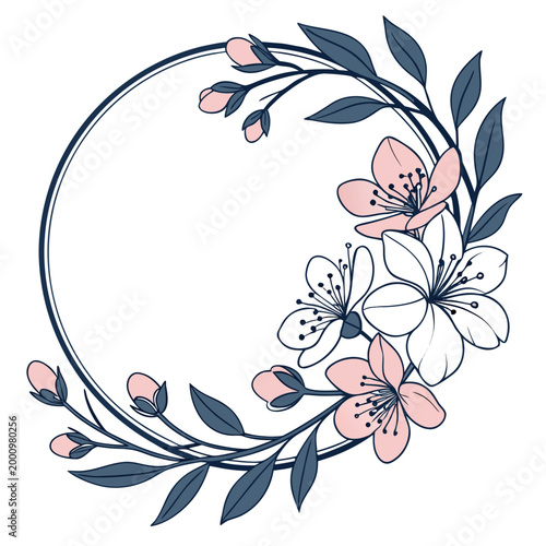 Floral wreath with pink and white flowers