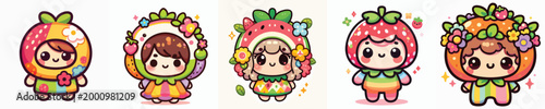 cute fruit illustration character vector