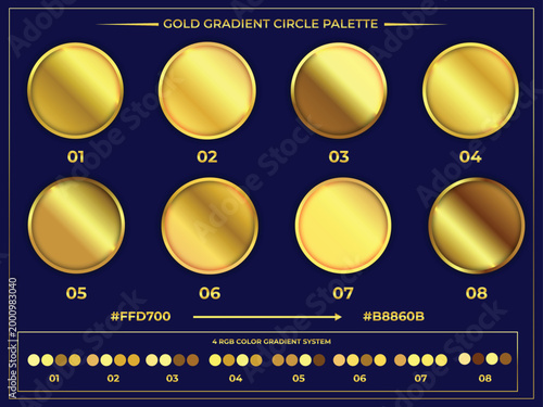 Gold Gradient Circle Palette Luxury Metallic Round Swatch Vector