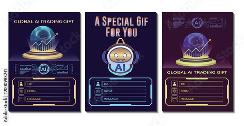 Ai technology gift card template modern business digital badge design