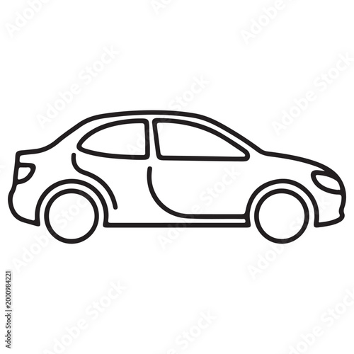 Minimalist car line art vector illustration, flat design