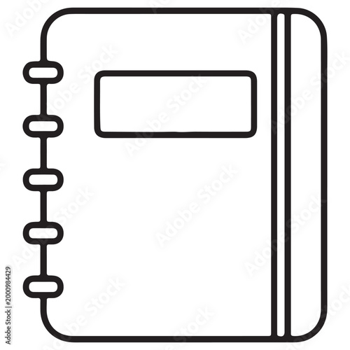 Minimalist line art notebook vector illustration, flat design