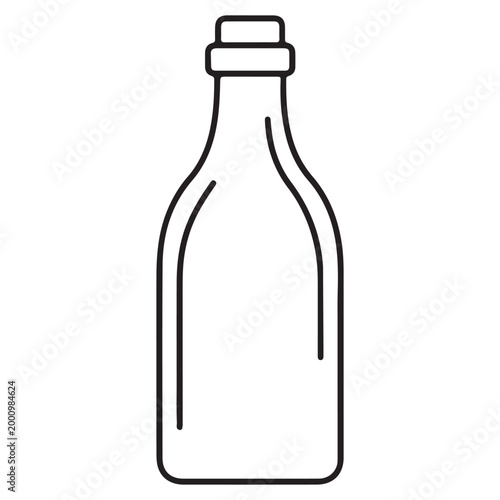Minimalist bottle line art vector illustration, flat design