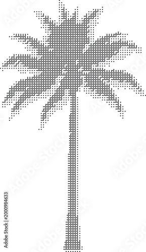 Palm Tree Pixelated Halftone Retro Vector Graphic Icon Illustration Design Element