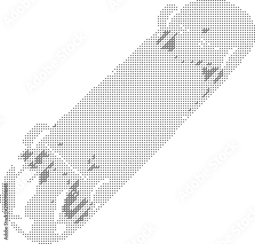 Skateboard Pixelated Halftone Retro Vector Illustration Graphic Design Element Isolated