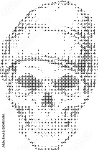 Skull ASCII Art Vector Pixelated Halftone Retro Graphic Design Illustration Icon