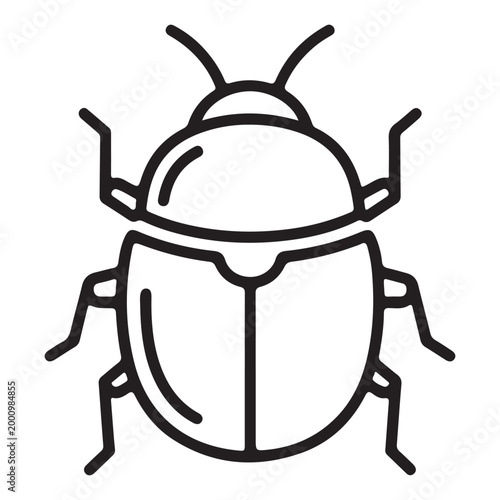 minimalist ladybug line art outline vector icon flat design illustration