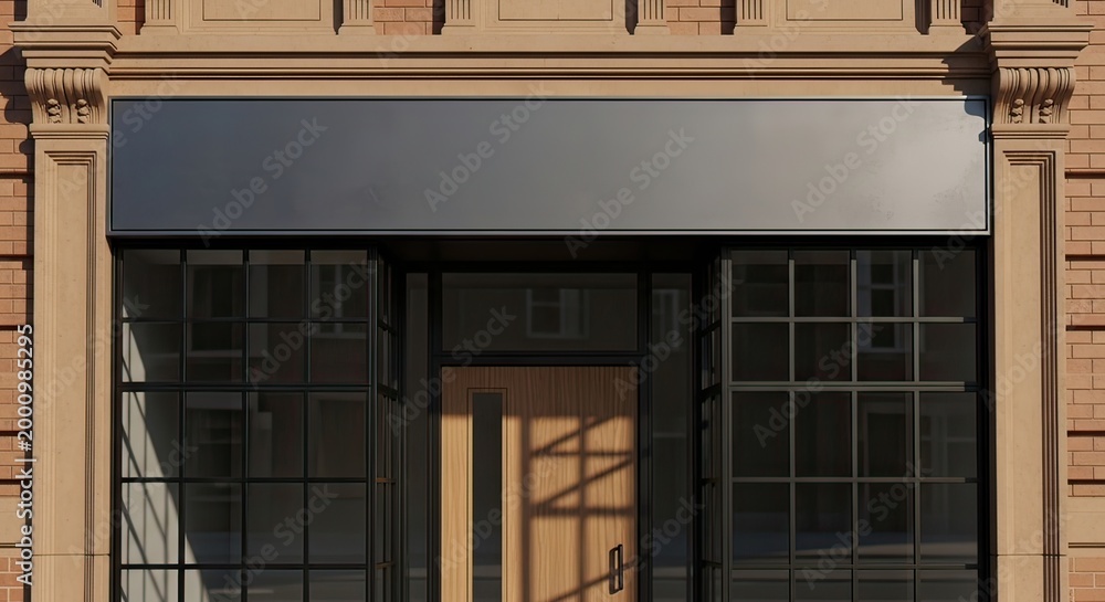 Obraz premium Modern Doorway Design in City Environment, High-Contrast Visuals
