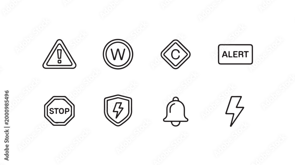 Fototapeta premium Safety and warning icons set for construction and industry