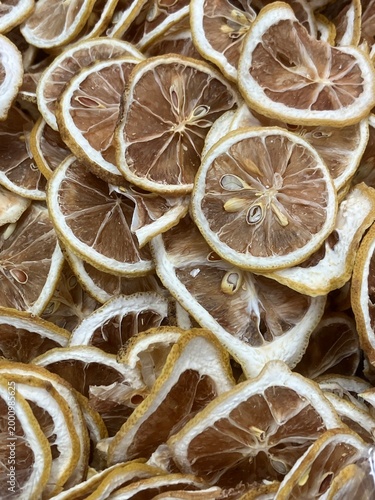 Dried Lemon Slices Macro Texture Background