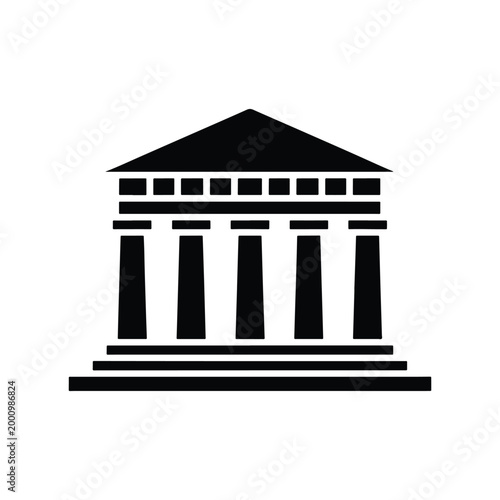 Ancient Greek Acropolis Temple Silhouette Vector