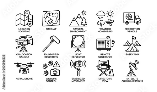 Location scouting and production icons for on site film operations