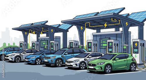 Electric Vehicles Charging at Solar Powered Station