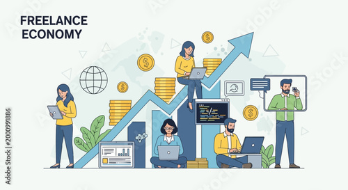 Freelance Economy Growth and Remote Work Concept
