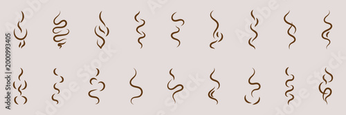 Steam, smoke flat icon set. Aroma smell symbol. Aroma icon. Vector Illustration. EPS 10